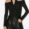 Vonda gedrapeerde top in effen jersey
