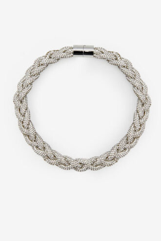 Yua gevlochten strass choker
