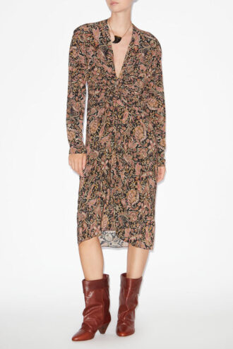 Zeliha midi-jurk met lange mouwen en print