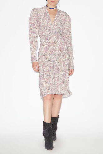 Zeliha midi-jurk met lange mouwen en print