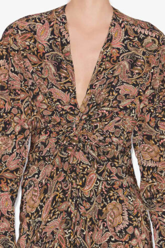 Zeliha midi-jurk met lange mouwen en print