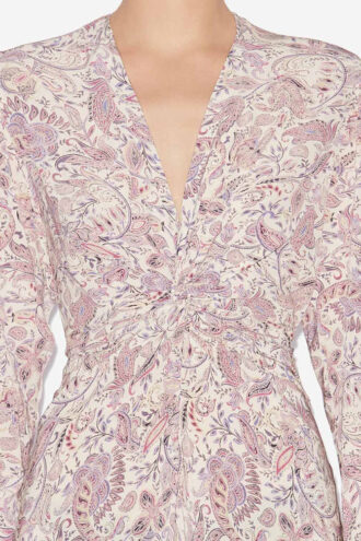 Zeliha midi-jurk met lange mouwen en print