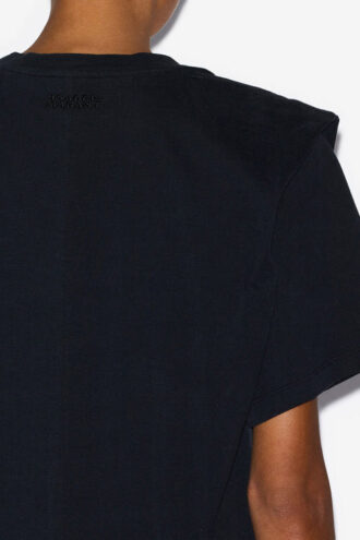 Zelitos effen katoenen T-shirt met schoudervullingen