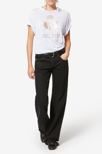 Zewel effen linnen T-shirt met logo