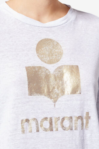 Zewel effen linnen T-shirt met logo