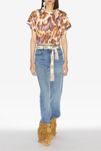 Zilia kort katoenen T-shirt met waterverfprint