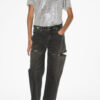 Zoeline Metallic jersey T-shirt met logo’s
